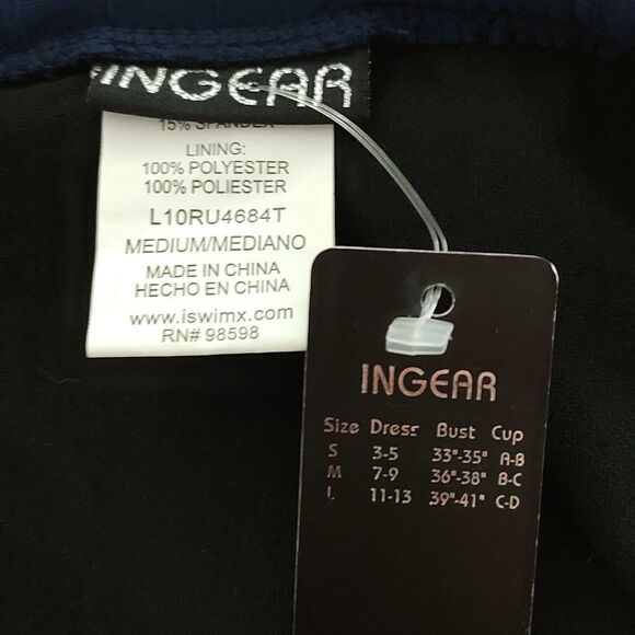 Ingear Cute ruffle-top navy string bikini  top with gold accents Sz M - Picture 5 of 5